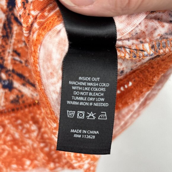 Max Jeans‎ Boho Tunic Top Women’s Medium Rust Orange Diamond Print Tassel Tie - Picture 13 of 16